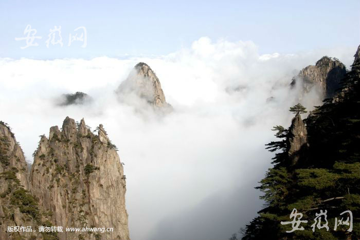 黄山现云海和佛光