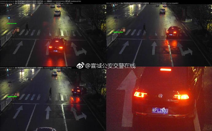 宣城曝光不禮讓斑馬線車輛 車牌號清晰可見