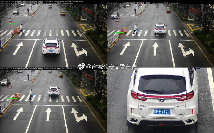 宣城曝光不禮讓斑馬線車輛 車牌號清晰可見