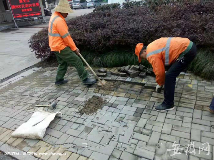 低溫雨雪過后 合肥城管給道路“療傷”