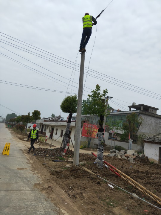 (中国电信安徽公司网络建设人员为行蓄洪区庄台架设通信杆路)网络扶贫