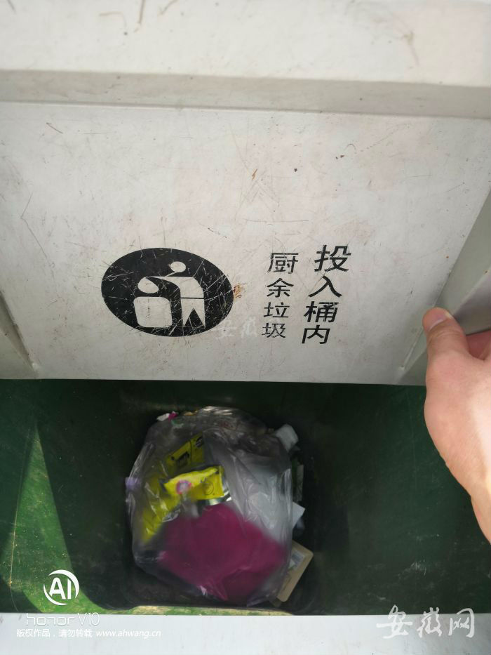 廚余垃圾桶里有很多不是廚余垃圾。