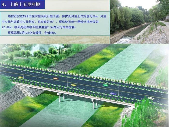 合作化南路南延設計方案中，上跨十五里河橋設計圖。