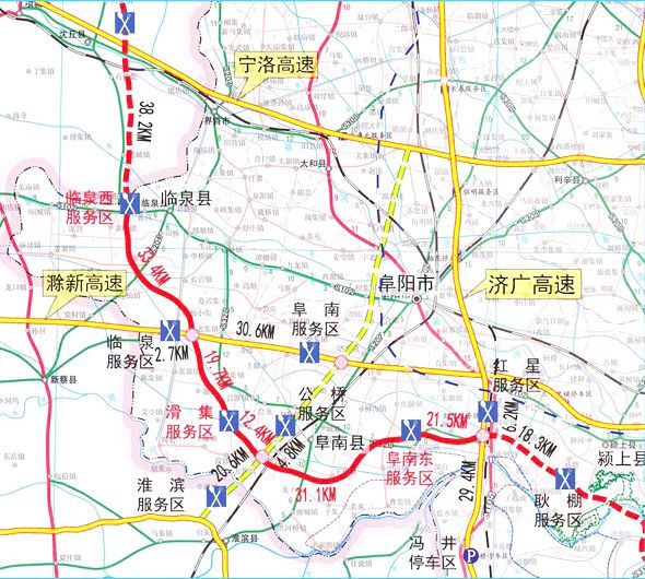 王化镇,于公桥镇西南跨越京九铁路及在建阜阳至淮滨高速公路,后路线折
