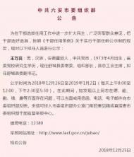 六安發(fā)布干部任前公示