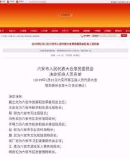 六安市人民代表大會常務委員會任命人員名單 