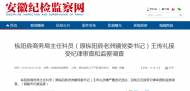 樅陽縣商務局主任科員（原樅陽縣老洲鎮黨委書記）王傳禮接受紀律審查和監察調查 
