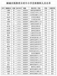桐城市擬推薦王耀賓等29人為鄉(xiāng)村中小學(xué)首席教師
