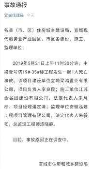 宣城一房產項目工程發生事故  1人死亡