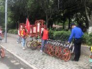 蕪湖市四褐山城管讓共享單車整齊“歸隊”