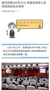 被控受賄530多萬元  省委第七巡視組原副組長滁州受審