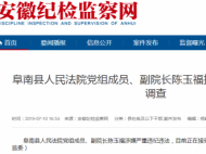阜南县人民法院党组成员、副院长陈玉福接受审查调查
