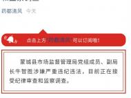 蒙城县市场监督管理局副局长牛智胜接受审查调查