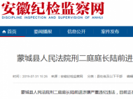 蒙城县人民法院刑二庭庭长陆前进涉嫌严重违纪违法被查