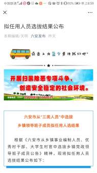 六安市從“三類人員”中選拔鄉鎮領導班子成員擬任用人選結果出爐 