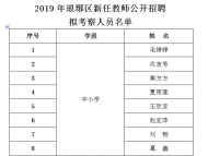 滁州市琅琊区新任教师公开招聘拟考察人员名单公布 