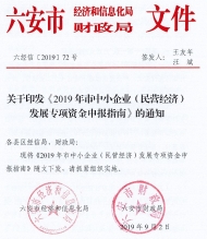 六安發布中小企業（民營經濟）發展專項資金申報指南