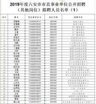 六安人社局發布一份擬聘用人員名單