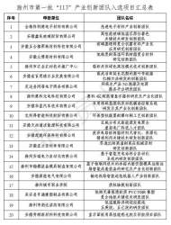滁州市第一批“113”產業創新團隊入選項目公示