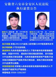 六安金安區法院全網懸賞兩名被執行人，賞金最高3.4萬