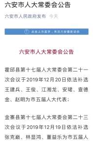 六安市人大常委會發布公告，事關部分市人大代表的代表資格