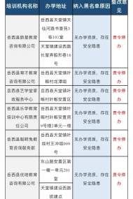 岳西公布一批校外培訓(xùn)機(jī)構(gòu)“黑名單” 