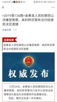六安市公安局治安支隊副支隊長經建民涉嫌受賄罪、高利轉貸罪被逮捕