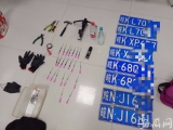 两男子为了偷狗  居然盗窃四副车牌照