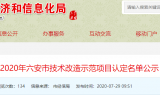 六安市技术改造示范项目认定名单公示