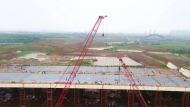 引江濟淮工程銘傳路橋主跨橋面順利合龍