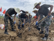 南淝河大堤上的大圩基干民兵防汛應(yīng)急分隊(duì)：汛情不退 我們不退