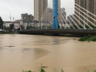 肥西縣派河水位接近青龍橋橋面
