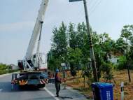 合肥路政“拔”除路邊廢棄電線桿
