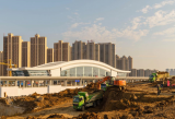 肥西县站前路下穿合九线箱涵开始顶进
