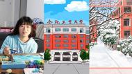 合工大學(xué)子原創(chuàng)插畫(huà)12處校園美景  還為班級(jí)37位同學(xué)畫(huà)生日頭像