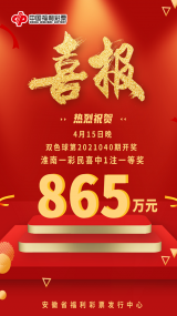 六安福彩：皋城彩民喜中双色球二等奖，865元万头奖花落淮南