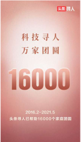 “头条寻人”5年帮助1.6万个家庭“团圆”