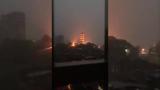 安庆振风塔塔尖在暴风雨中受损
