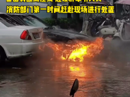 定远一处高压线被雷击断砸中轿车   瓢泼大雨中引发火灾
