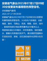 暴雨橙色预警！3小时内安徽部分地区降水将超过100毫米
