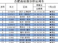  合肥南站和合肥站多趟列車停運（附具體車次）