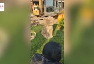 池州挖出“人臉”石獅 文物局稱明朝文物