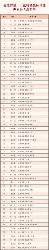 安徽第十三批特級(jí)教師評(píng)選結(jié)果公示  有認(rèn)識(shí)的嗎