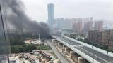 突发！合肥南二环和关麓路交口高架桥下起火