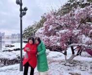 天降瑞雪，合肥天鵝湖畔美景吸引游客拍照打卡