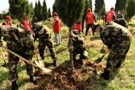 蕪湖：植樹(shù)節(jié)到來(lái)前 武警官兵為烈士故土添新綠