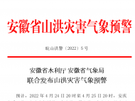 安徽發(fā)布山洪災害氣象預警