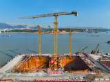 G3铜陵长江公铁大桥主墩承台浇筑完成