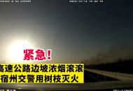 緊急！高速公路邊坡濃煙滾滾 宿州交警用樹枝滅火