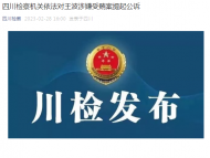 四川省生態環境廳原黨組書記、廳長王波被提起公訴